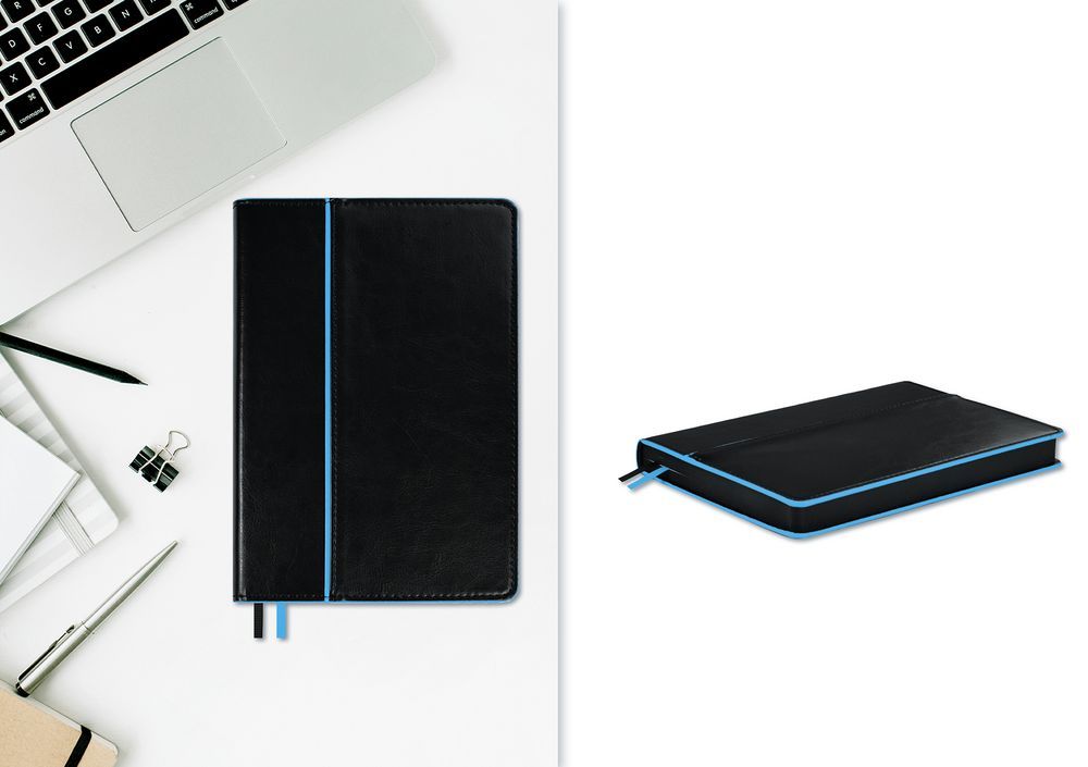 Ежедневник Alanis, недатированный, черный с голубым