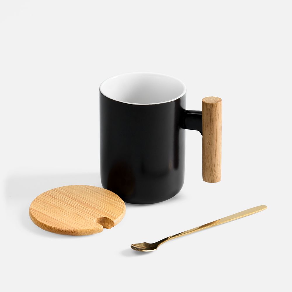 Кружка с ложкой Eco Fusion, черная Кружка с ложкой Eco Fusion, черная