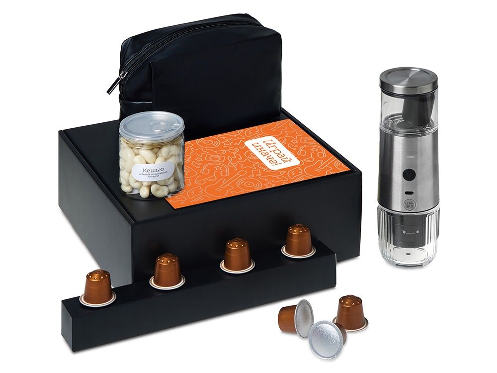 Подарочный набор «Re:y. Boost» с кофемашиной, капсулами и косметичкой