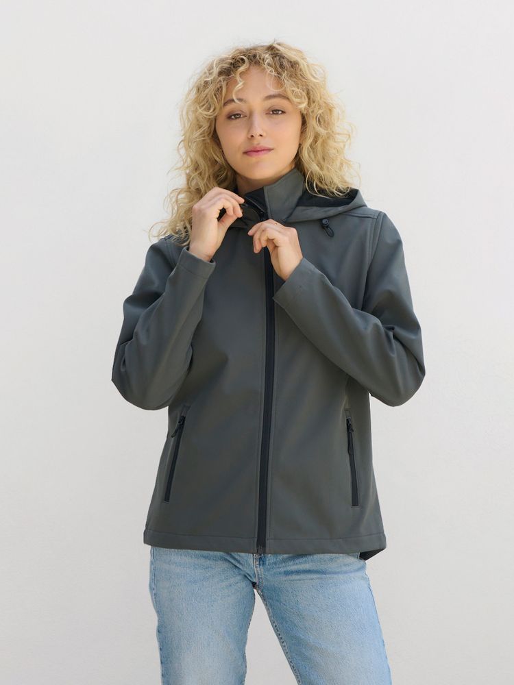 Куртка софтшелл с капюшоном женская Race Women, темно-синяя