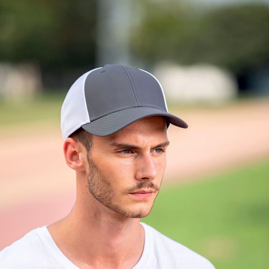 Бейсболка "Campus", 6 клиньев, белый/красный, 100% полиамид, 244 г/м2