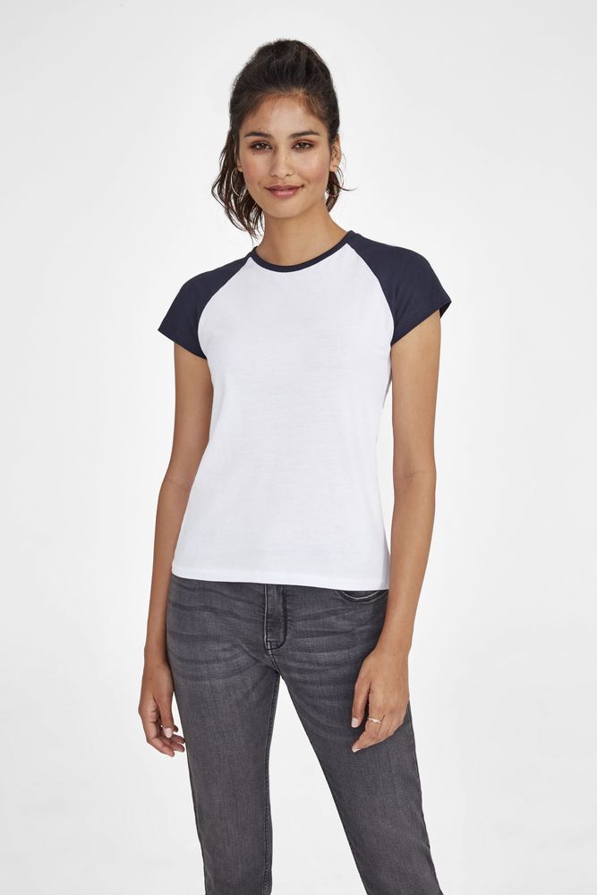Футболка женская Milky 150 белая с темно-синим, размер S