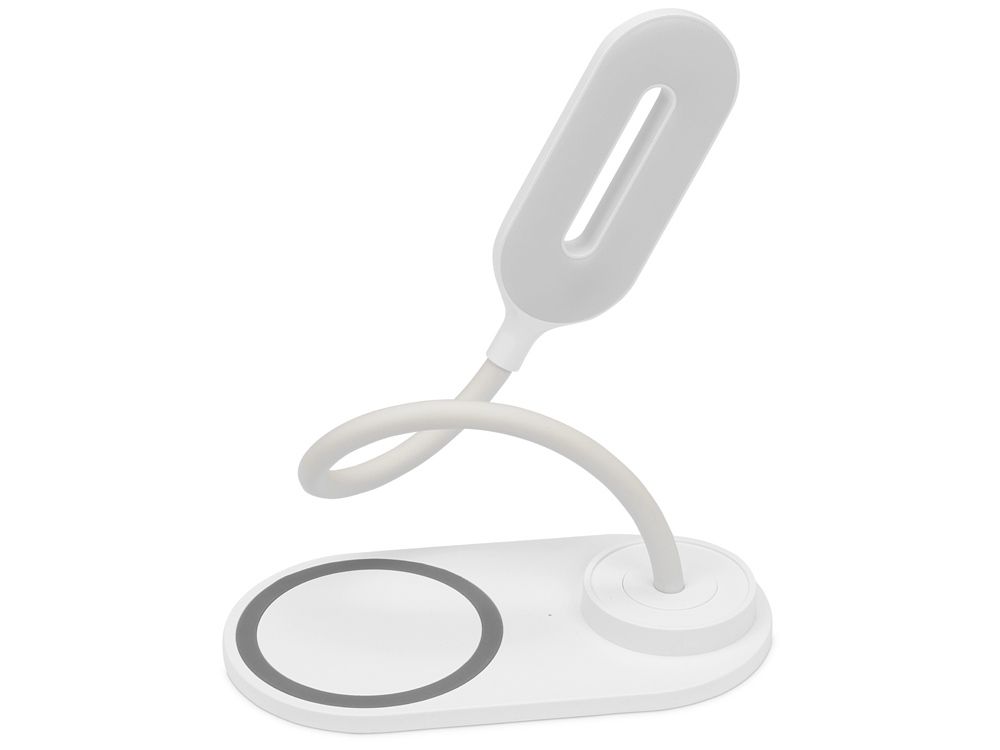 Настольный светильник с беспроводной зарядкой "Flamp", белый