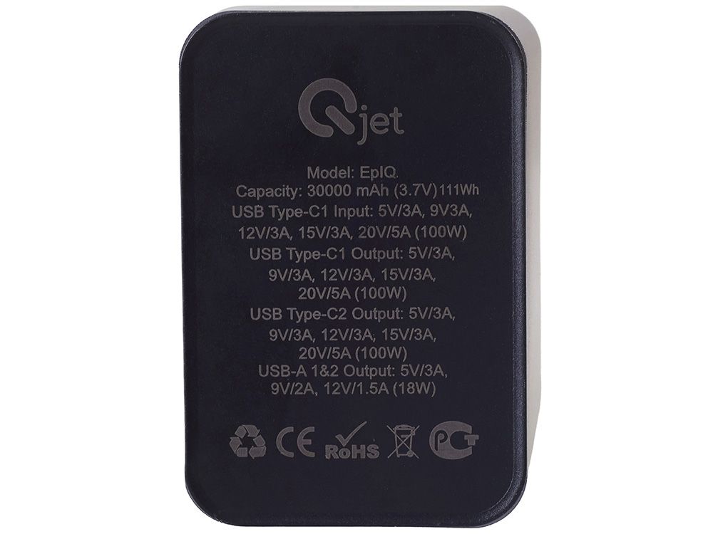 Внешний аккумулятор для ноутбуков «EpIQ», 100 Вт, 30000 mAh, темно-серый