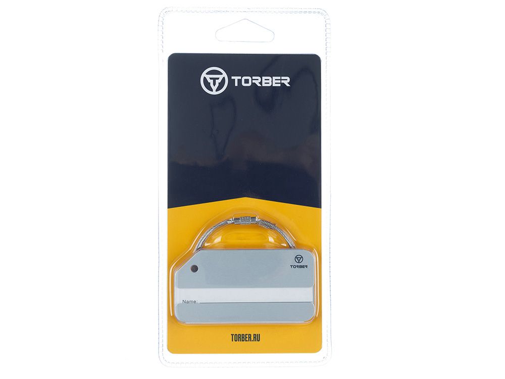 Бирка для багажа TORBER, серебристый, 8,0 х 4,0 см, алюминиевый сплав
