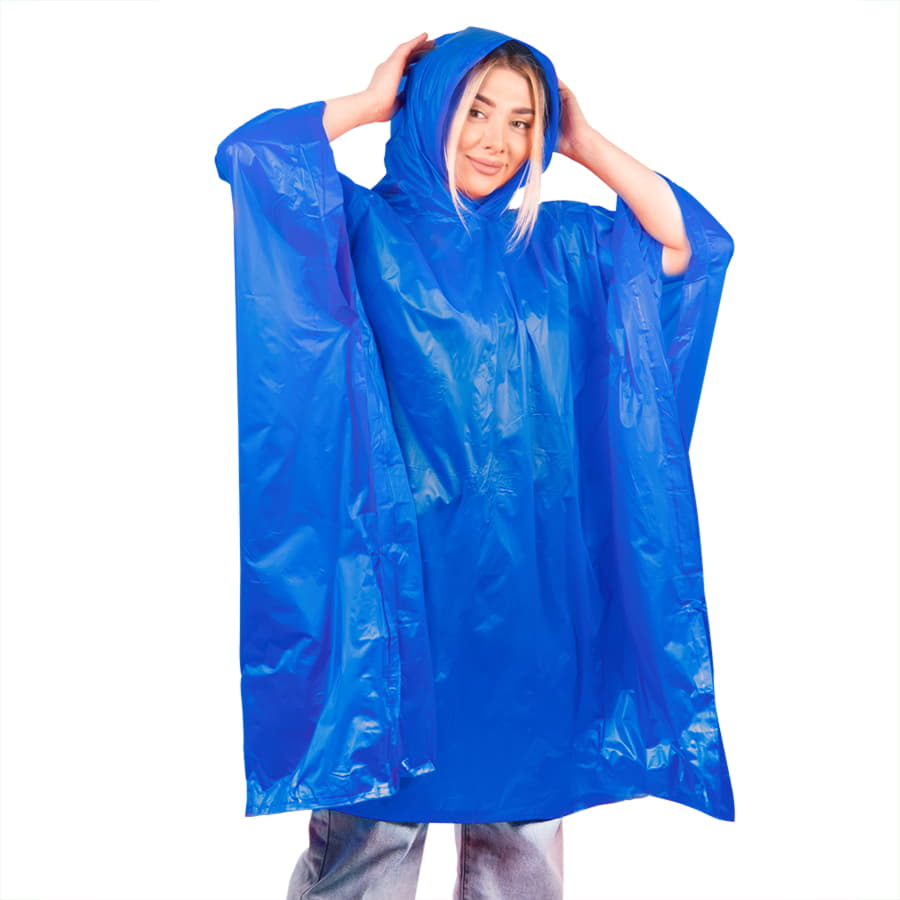 Дождевик "AntiRain"; синий; универсальный размер (в сложенном виде 24х17,5 см.); ПВХ Дождевик "AntiRain"; синий; универсальный размер (в сложенном виде 24х17,5 см.); ПВХ