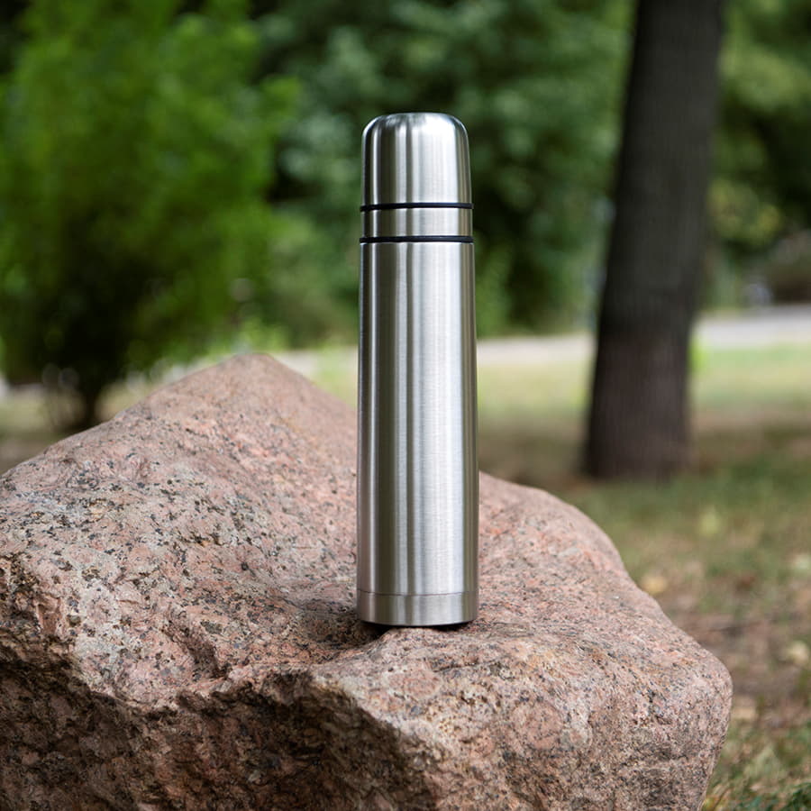 Термос с двумя кружками; D=8 см; H=34,2 см; 1000 мл; металл