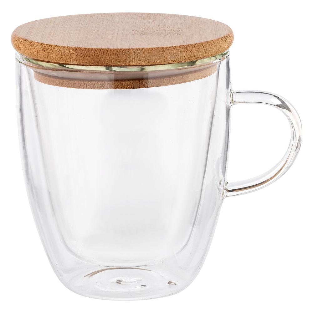 Кружка с двойными стенками Double Wall с бамбуковой крышкой Кружка с двойными стенками Double Wall с бамбуковой крышкой