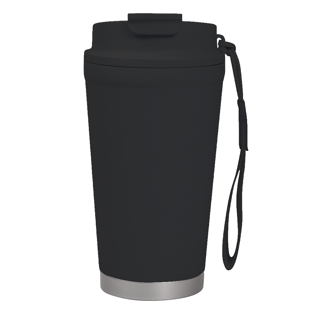 Термокружка Alba металлическая, 410 мл, черная с серебром