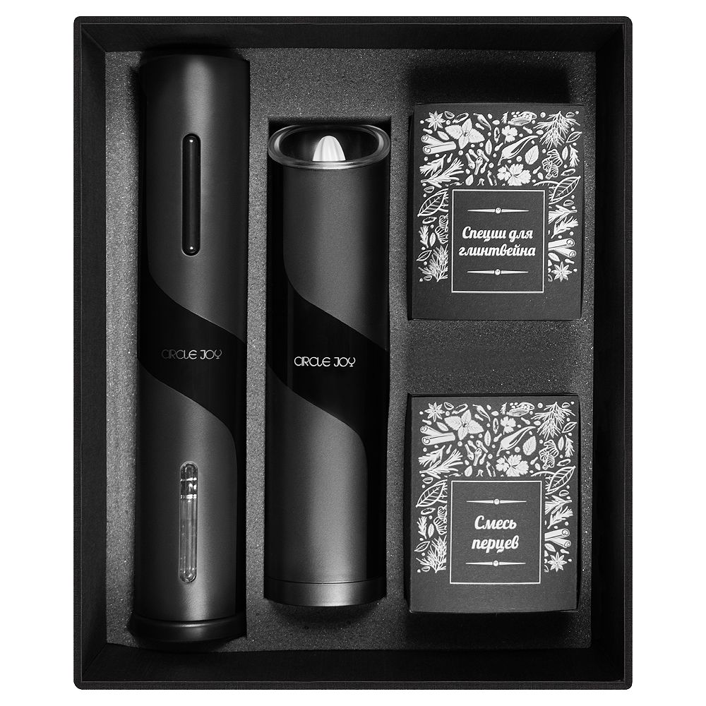 Набор подарочный Solution Prestige Quadro (штопор для вина, мельница, специи для глинтвейна