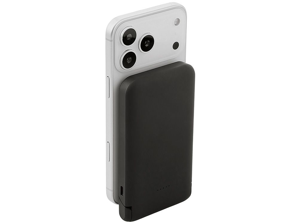 Беспроводной внешний аккумулятор с подсветкой лого и подставкой «Magflash», 10000 мАч, 15 Вт, черный