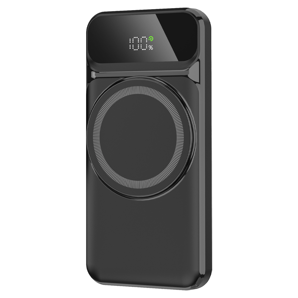 Внешний аккумулятор (powerbank) «Nova», 10 000 mAH, с тремя зарядными шнурами, c беспроводным магнитным контактом magsafe до 15W, 22,5W (Ватт) super fast charge, Power Delivery (PD) 20W (dfnn), QC3.0