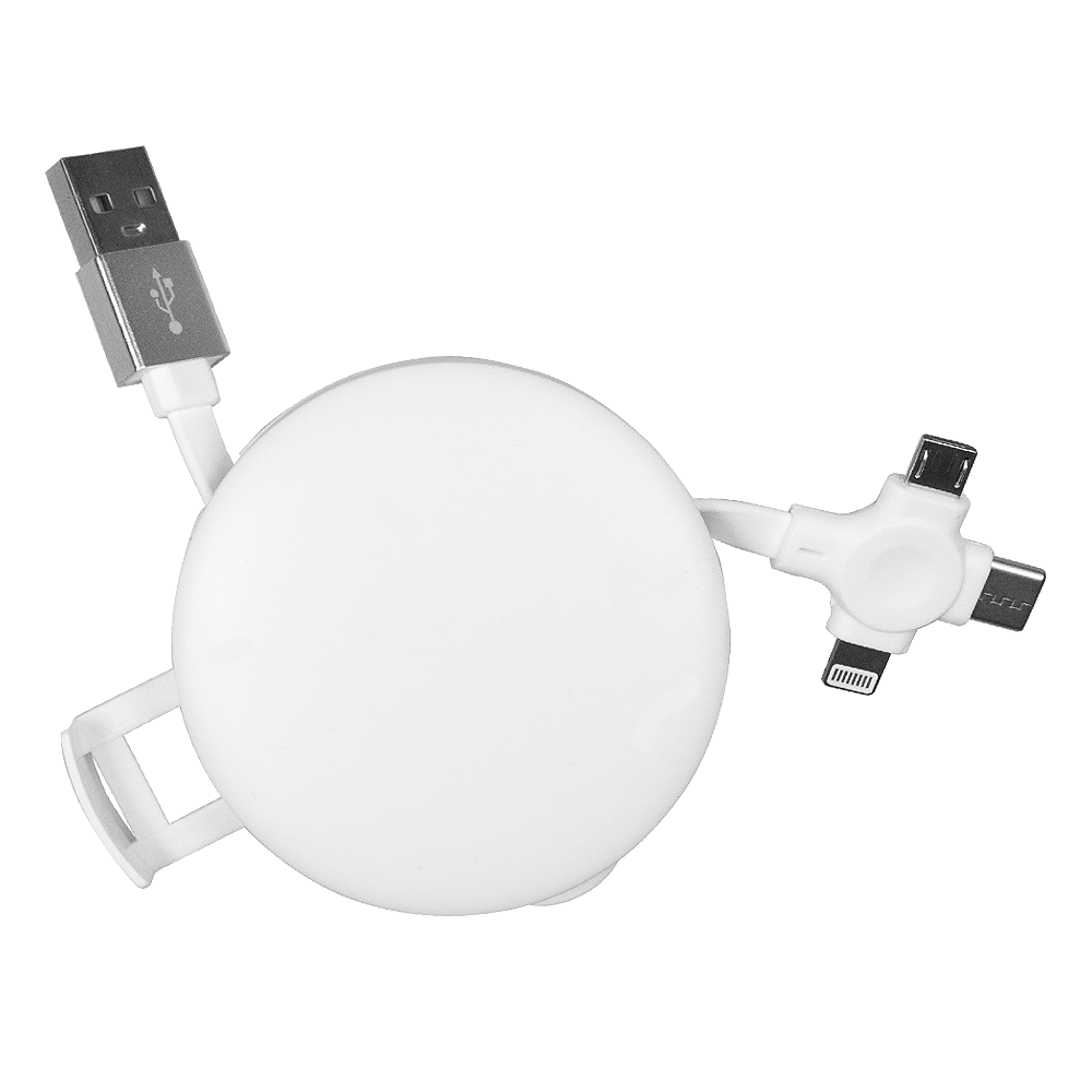 Кабель зарядный выдвижной USB Wingle  3-в-1 на Lightning, Micro-USB, Type-C «U50»  2,4 A, Quick Charge с подставкой для телефона