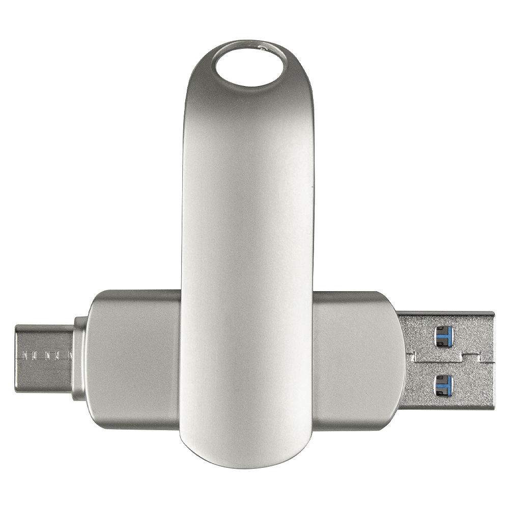 Флеш накопитель USB 3.0 + TYPE C Cupertino, металл, серебристый матовый, 32 GB