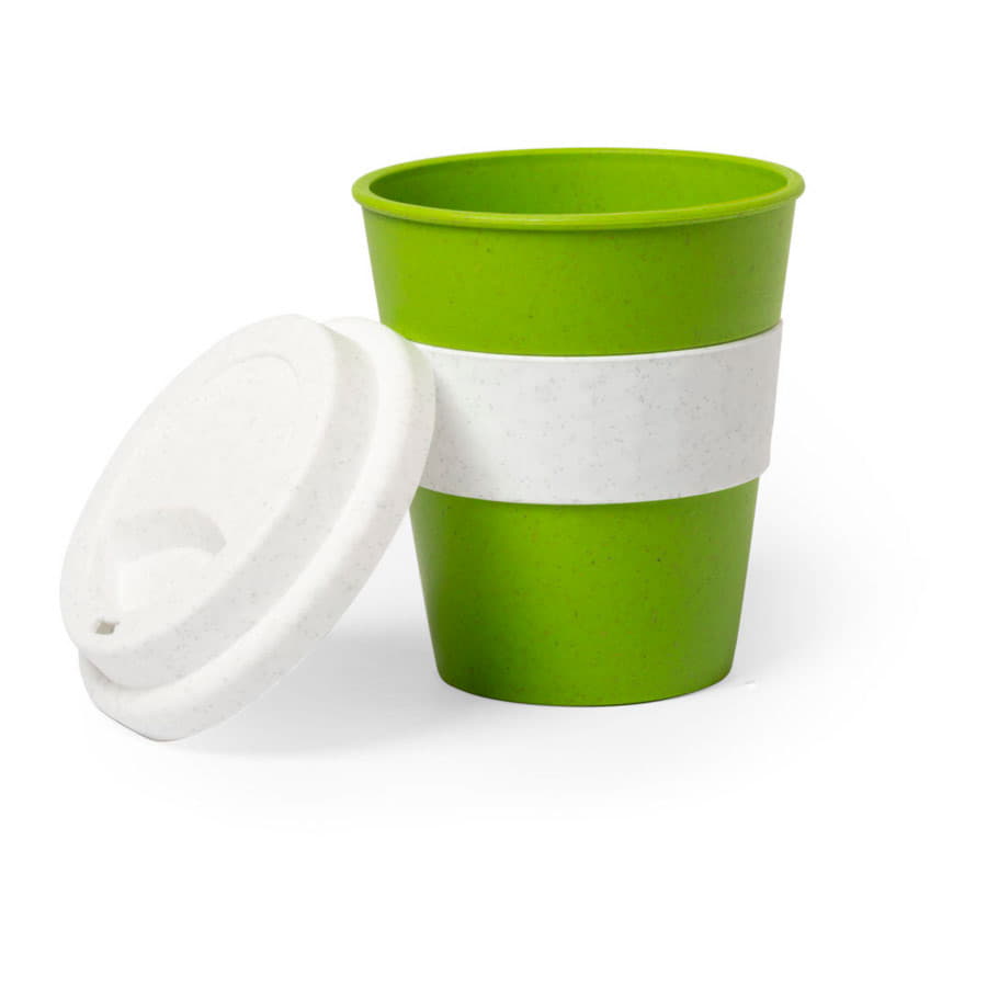 Стакан FLIKER с крышкой, желтый, 350мл,11,4х9,5см,полипропилен с бамбуковым волокном,силикон