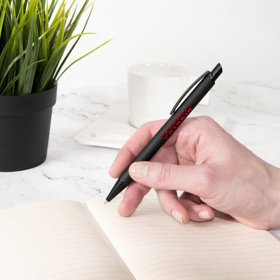 ENIGMA, ручка шариковая, черный/оранжевый, металл, пластик, софт-покрытие