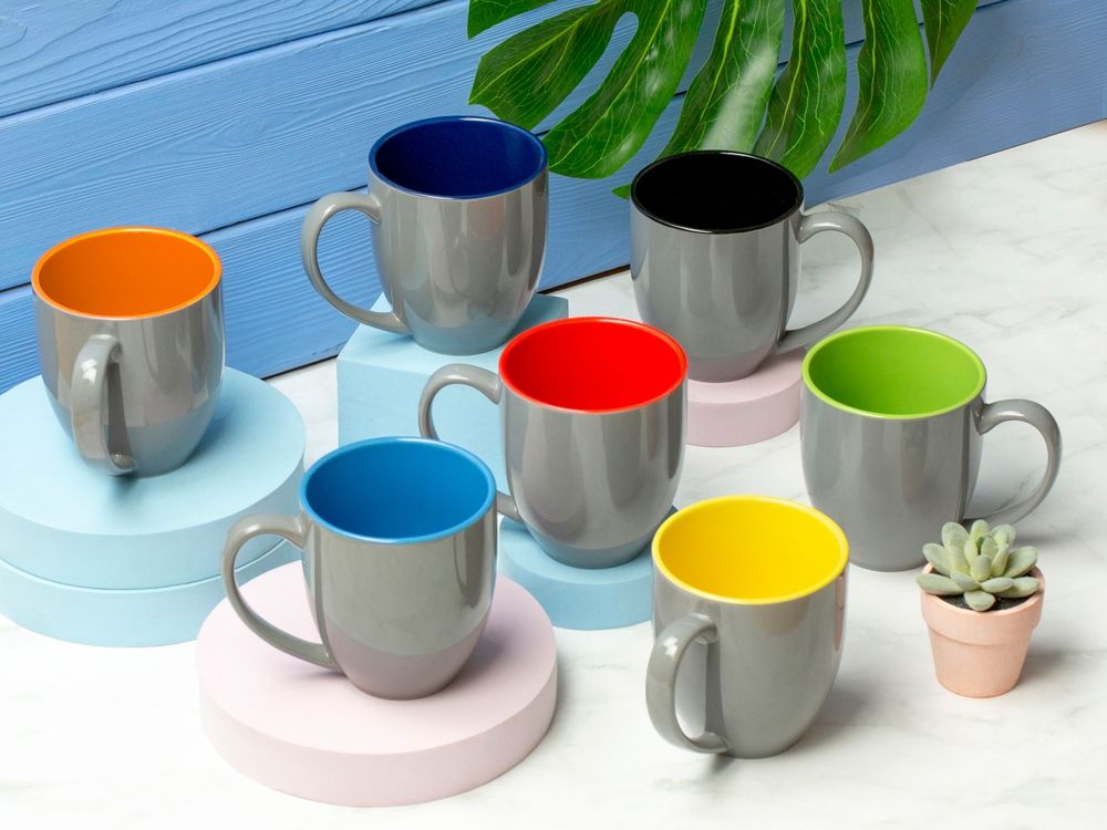 Кружка керамическая «Gracy» 450мл, серый/голубой