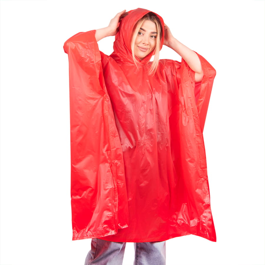 Дождевик "AntiRain"; красный; универсальный размер (в сложенном виде 24х17,5 см.); ПВХ Дождевик "AntiRain"; красный; универсальный размер (в сложенном виде 24х17,5 см.); ПВХ