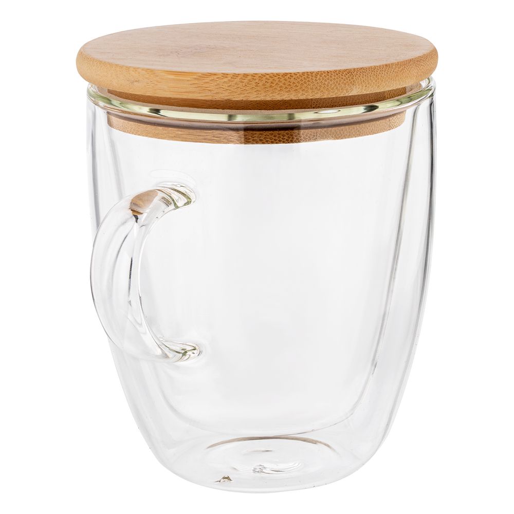 Кружка с двойными стенками Double Wall с бамбуковой крышкой Кружка с двойными стенками Double Wall с бамбуковой крышкой