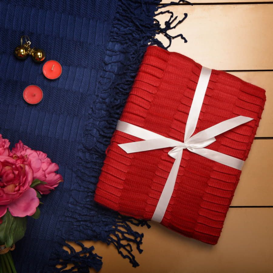 Плед "Wave"; красный; акрил 100%; 180гр/м2; 130*150 см