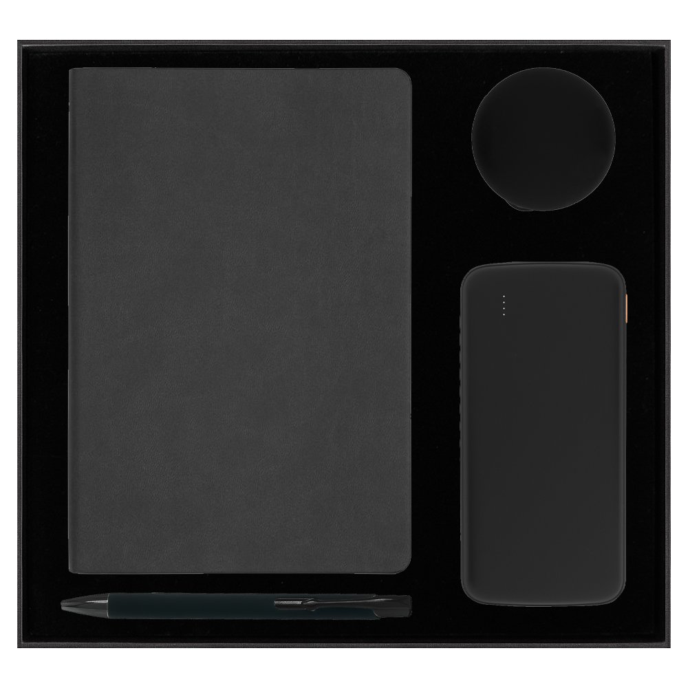 Набор подарочный Solution Prestige Quardo ( ежедневник, внешний аккумулятор «Universal», кабель многофункциональный, ручка), черный