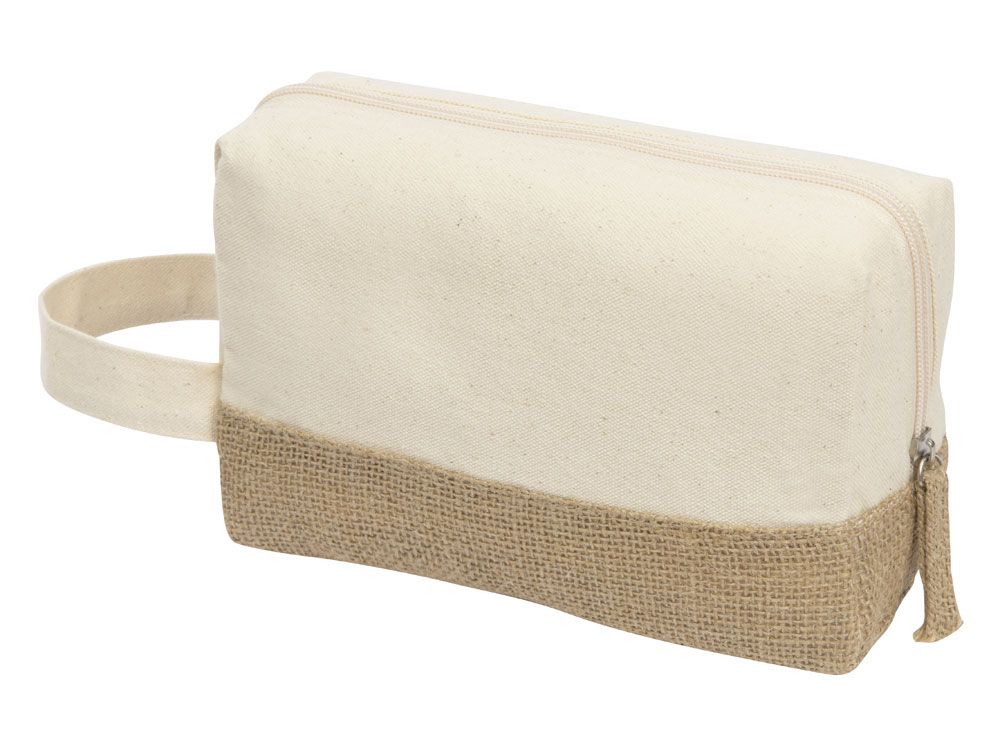 Косметичка "Jute" с ручкой из хлопка и джута, натуральный