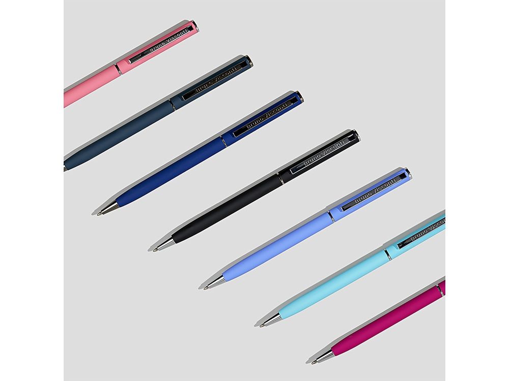 Ручка шариковая автоматическая BrunoVisconti® "PALERMO" цвет корпуса сине-черный, soft-touch, 0.7 мм
