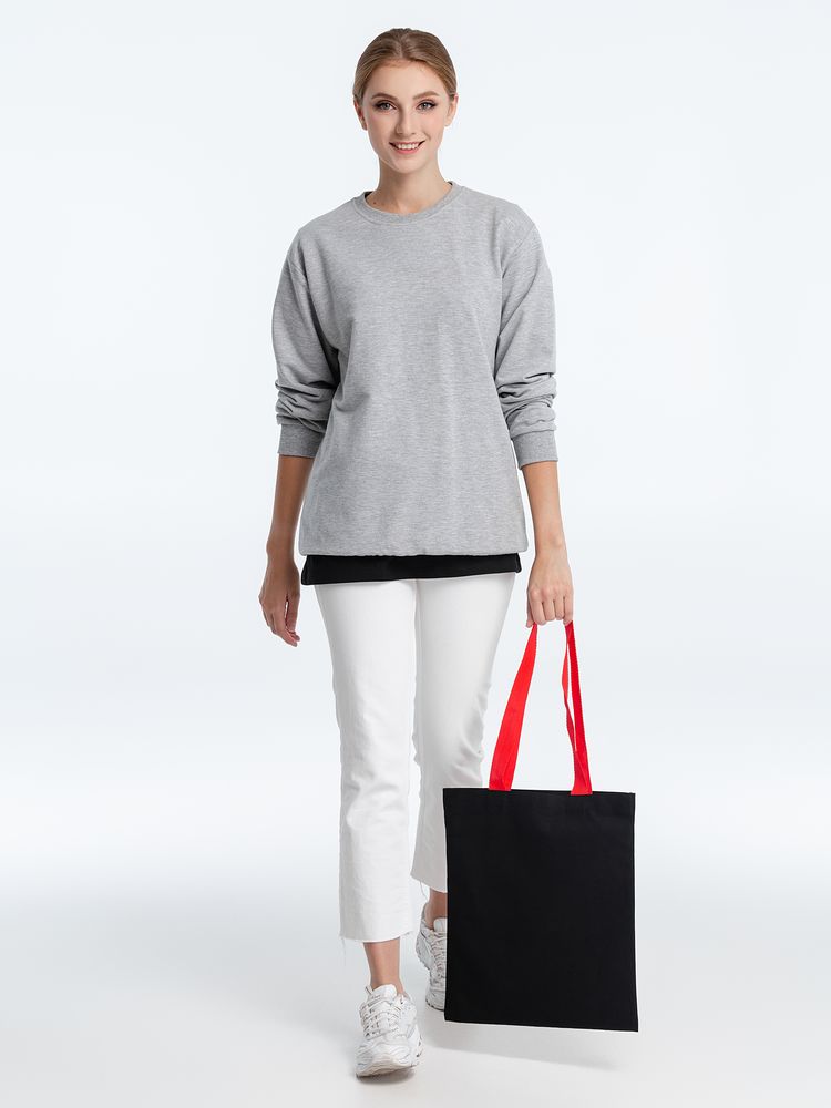 Холщовая сумка BrighTone, черная с красными ручками Холщовая сумка BrighTone, черная с красными ручками