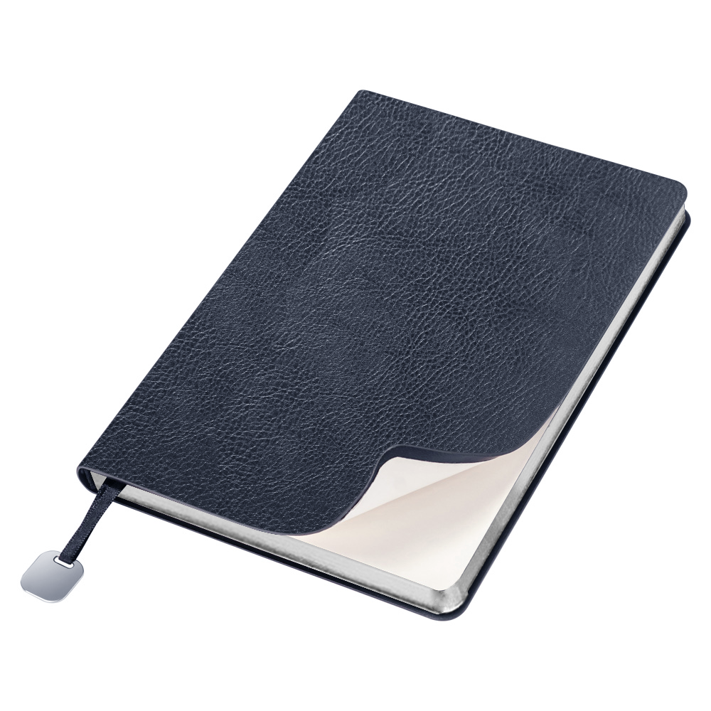 Ежедневник Flexy Columbus А5, темно-синий с серебристым срезом, недатированный