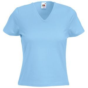 Футболка "Lady-Fit V-Neck T", небесно-голубой_XL, 95% х/б, 5% эластан, 210 г/м2