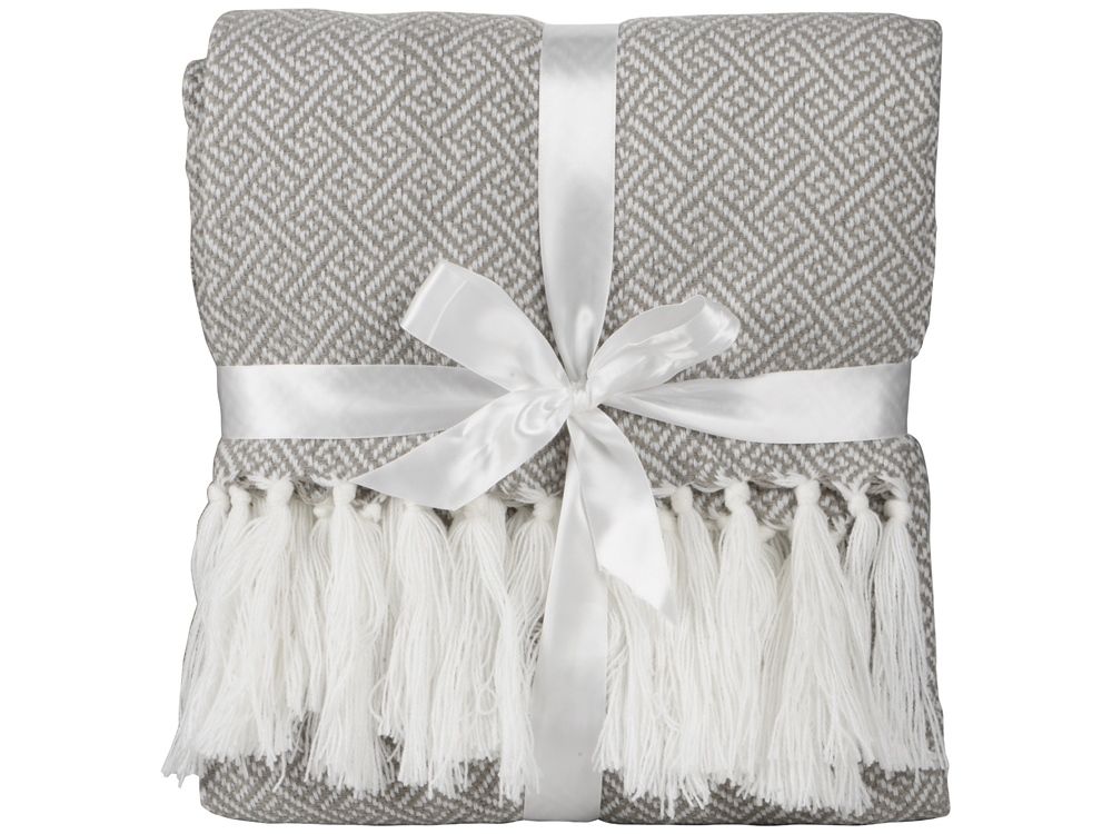 Плед акриловый с белой бахромой «Tassel»