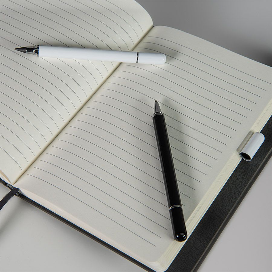 Ручка шариковая + карандаш вечный 2 в 1, белый, металл, в футляре