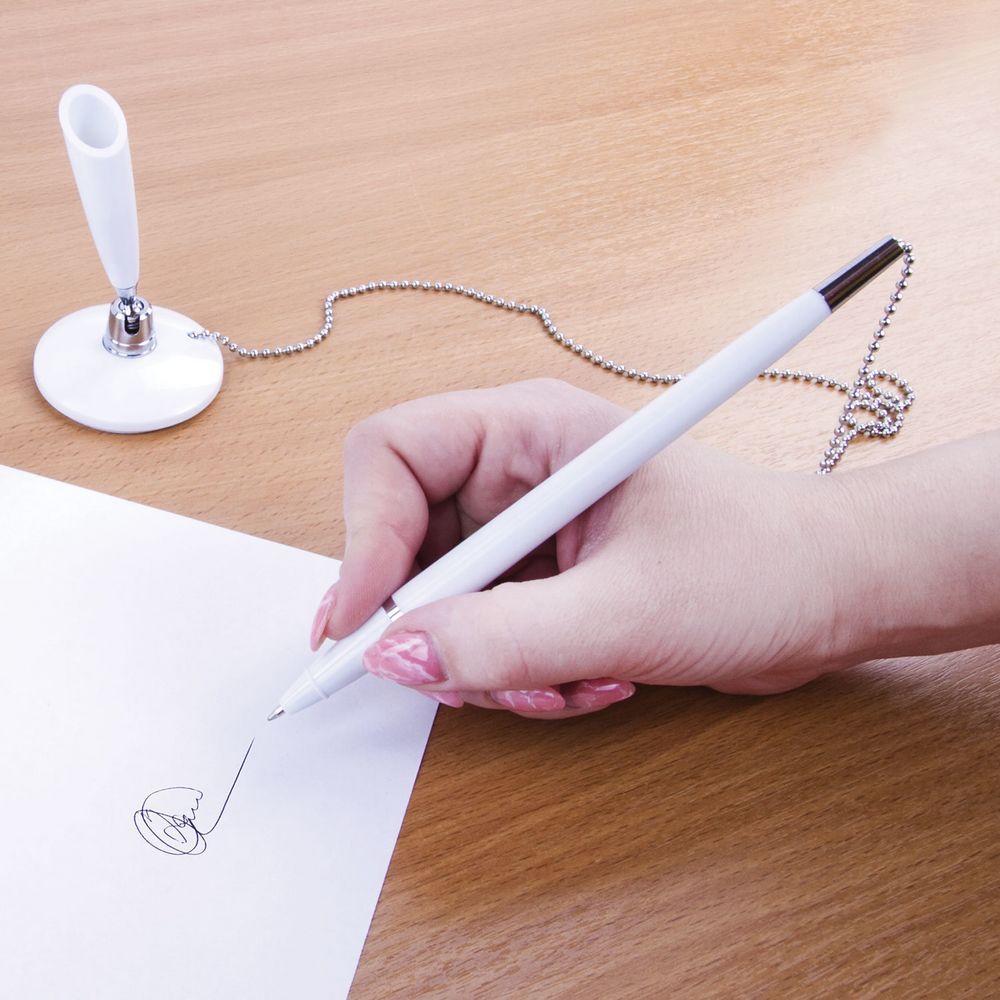 Ручка шариковая настольная Stand Pen, белая
