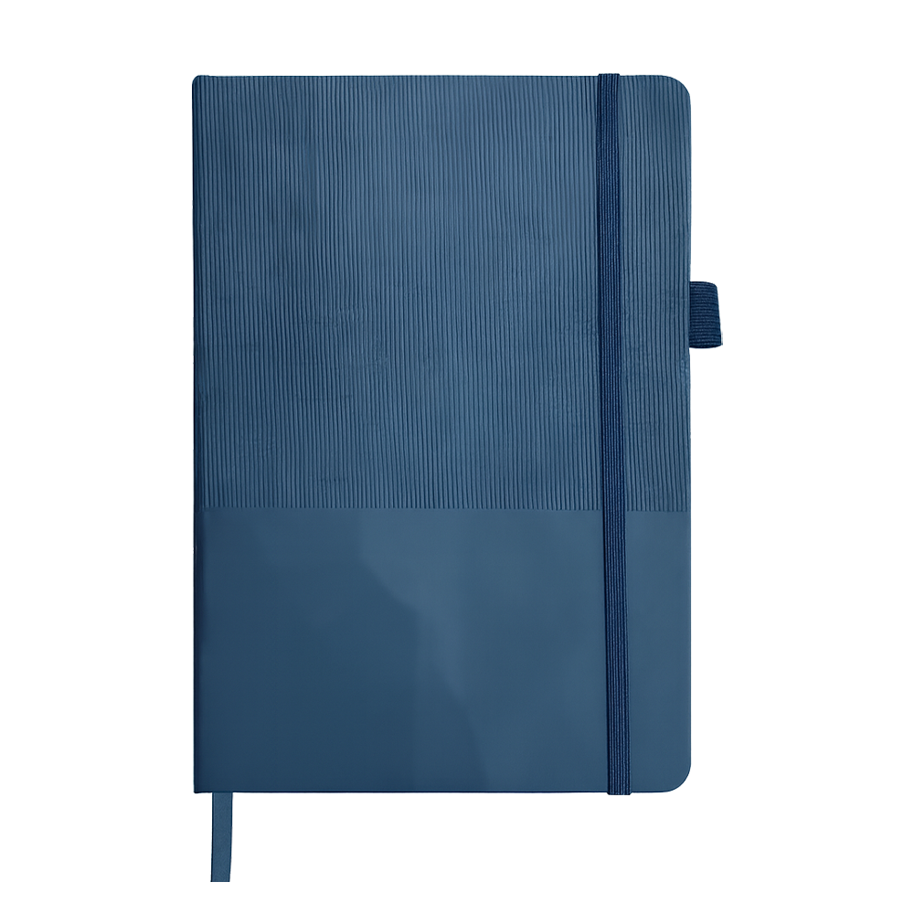 Блокнот А5 Burnie, в твердой обложке c резинкой и петлей для ручки в линейку, синий