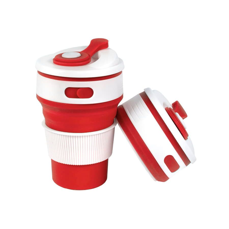 Стакан складной BUTTON;  350 мл, силикон, красный