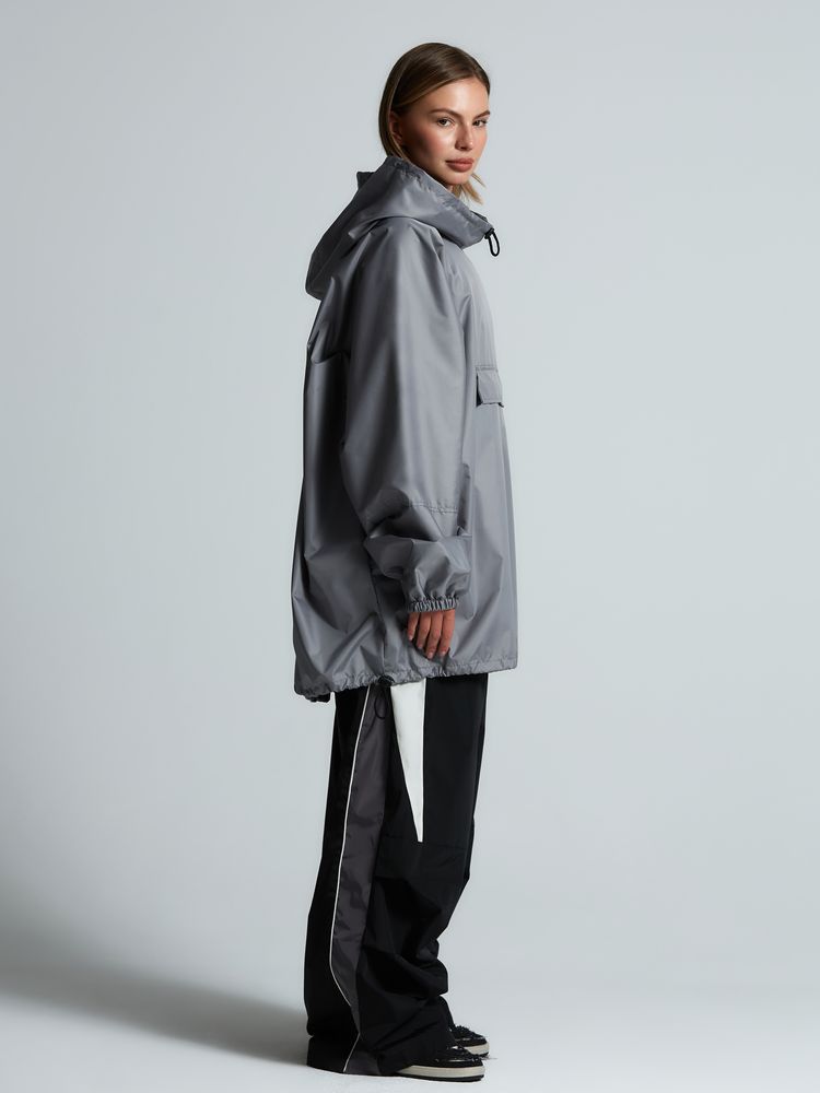 Дождевик-анорак Hard Work, укороченный, серый, единый размер Дождевик-анорак Hard Work, укороченный, серый, единый размер