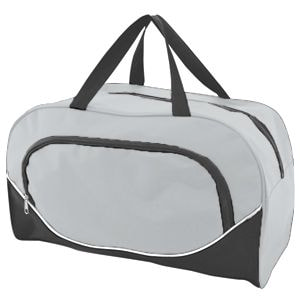 Сумка спортивная; серый с черным; 46х28х19 см; полиэстер; шелкография Сумка спортивная; серый с черным; 46х28х19 см; полиэстер; шелкография