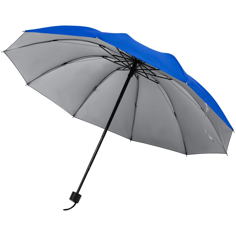 Зонт наоборот складной Stardome, синий с серебристым Зонт наоборот складной Stardome, синий с серебристым