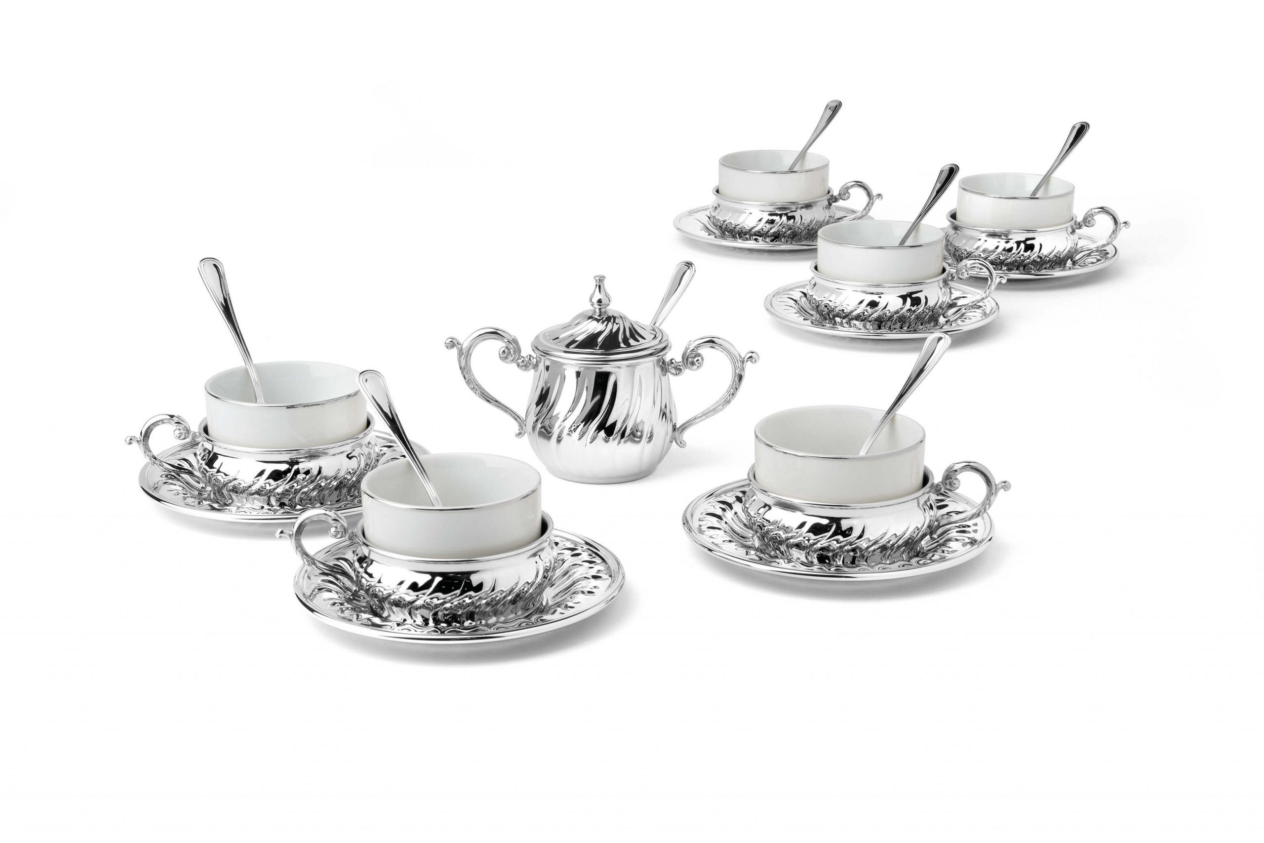Чайный сервиз LUSSO  TORCIGLIONE в подарочной упаковке серебро