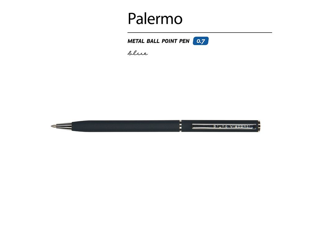 Ручка шариковая автоматическая BrunoVisconti® "PALERMO" цвет корпуса сине-черный, soft-touch, 0.7 мм