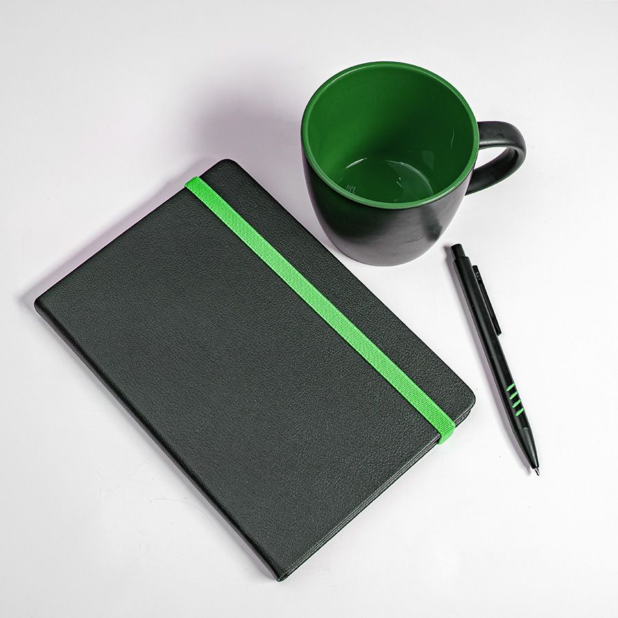 Набор подарочный HYPER: кружка, ежедневник, ручка; черный/голубой