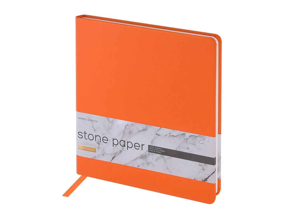 Еженедельник с каменной бумагой А5+ "Carrara", оранжевый