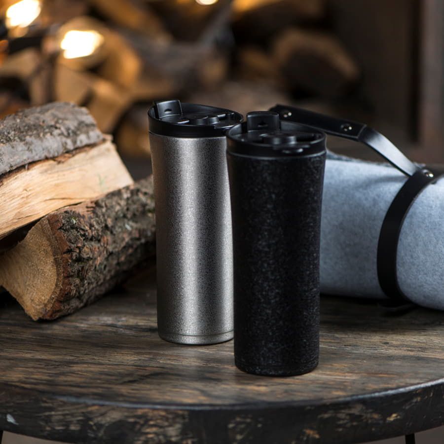 Термокружка вакуумная с ситечком "Brew";  380 мл;  серебристый металлик; металл/пластик