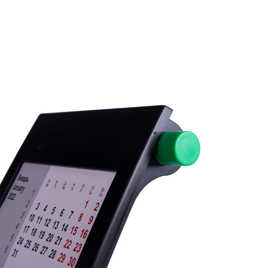 Календарь настольный на 2 года; черный с зеленым; 18х11 см; пластик; тампопечать, шелкография