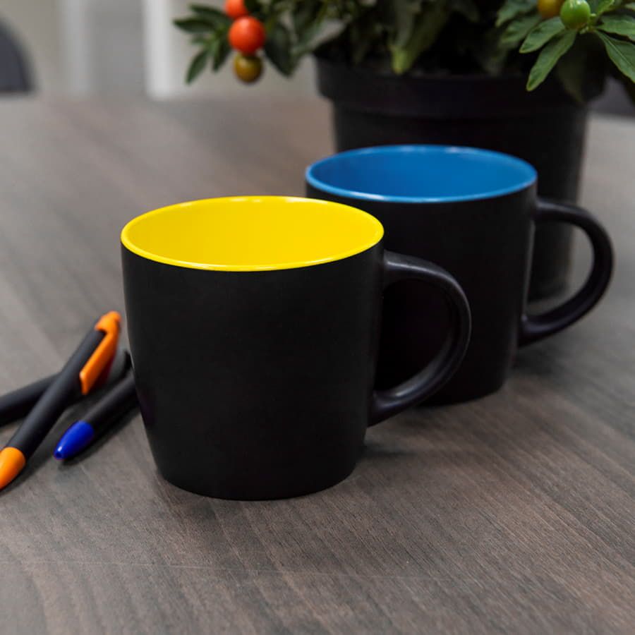 Кружка INTRO, черный с голубым, 350 мл, керамика