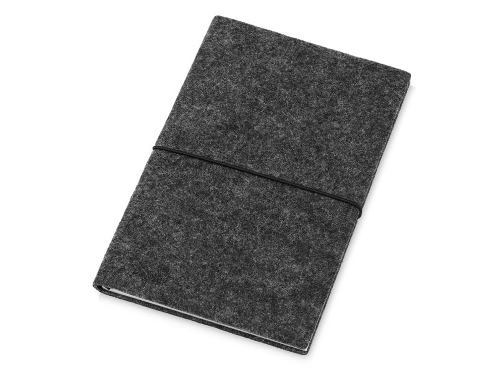 Блокнот из RPET-фетра А5 "Felt", гибкая обложка, 80 листов 70 гр/м2 белой бумаги, темно-серый