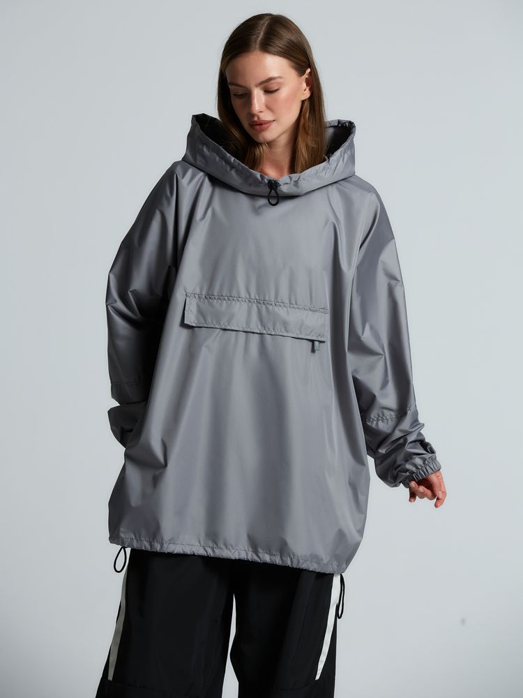 Дождевик-анорак Hard Work, укороченный, серый, единый размер Дождевик-анорак Hard Work, укороченный, серый, единый размер