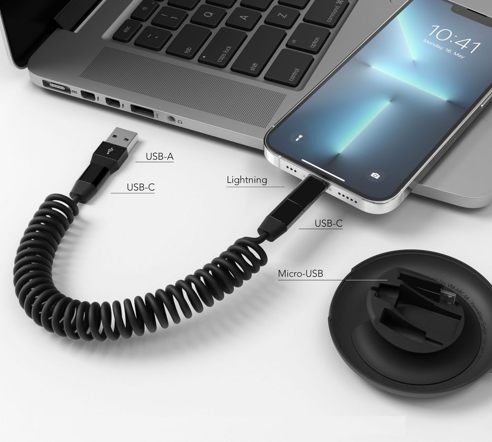 Кабель Vonmahlen Allroundo Еco для быстрой зарядки, черный