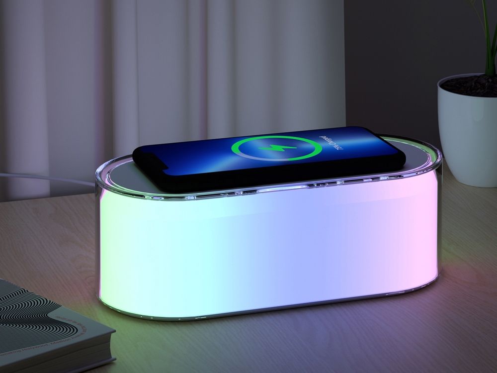 Ночник с беспроводной зарядкой и RGB подсветкой "Miracle", 15 Вт, белый