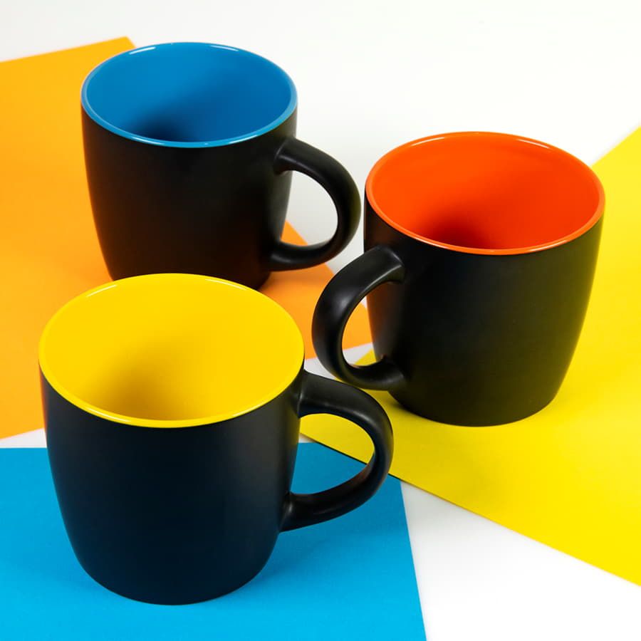 Кружка INTRO, черный с голубым, 350 мл, керамика